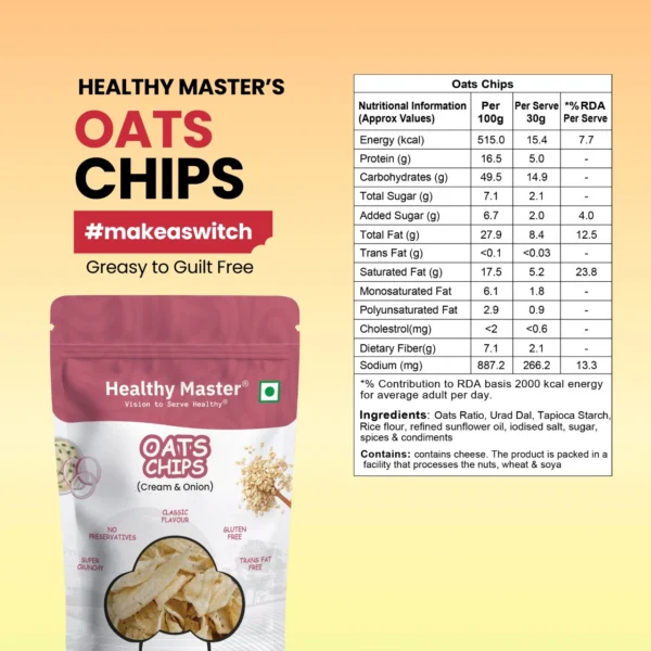 OatsChip 3 Oats Chips - Light and Crispy (Cream and Onion)