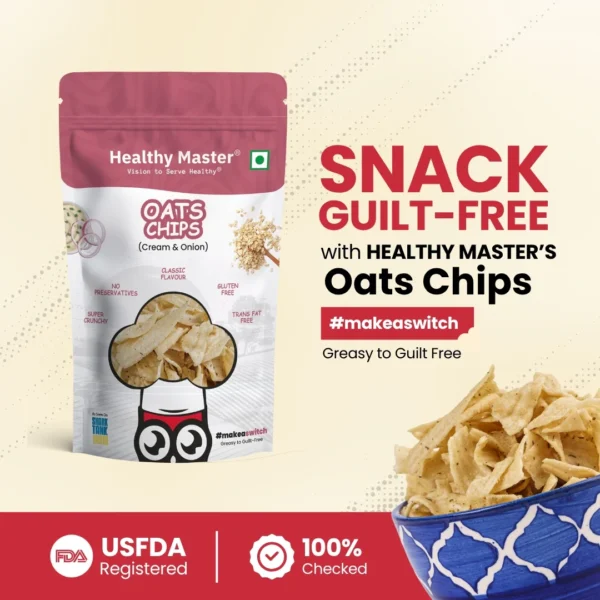 OatsChip 4 Oats Chips - Light and Crispy (Cream and Onion)
