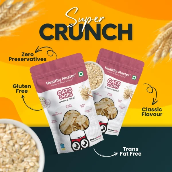 OatsChip 6 Oats Chips - Light and Crispy (Cream and Onion)